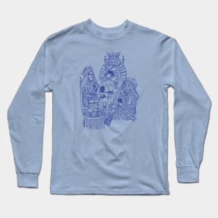 Kings and Queens Playing Cards - Navy Design Long Sleeve T-Shirt